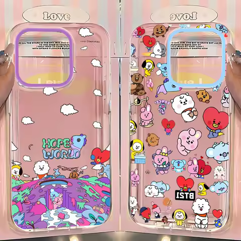 Cartoon Kpop B-BT-21S Phone Case for Samsung Galaxy S25 S24 S23 S22 S21 S20 FE Note20 Plus Ultra Lite 5G Clear TPU Back Cover