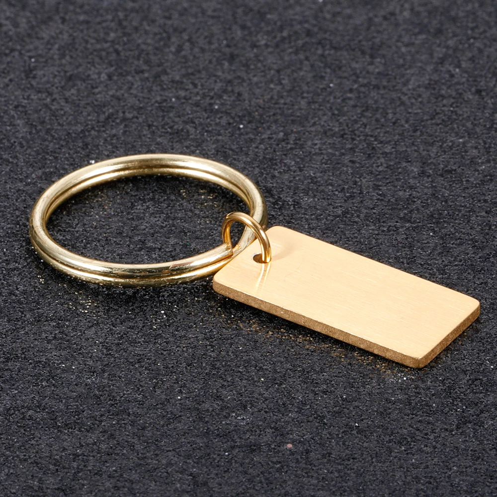 10Pcs/Lot Rectangle Blank Keychain Stainless Steel Keyrings for DIY Accessories Custom Logo Name Pet Dog Cat ID tag Wholesale