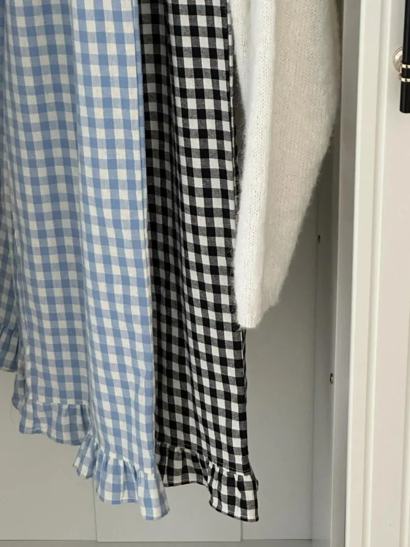 

Sweet Fre клетчатые брюки женские летние повседневные брюки с высокой талией прямые брюки корейский Sle для поездок на работу с цветочным кружевом подол