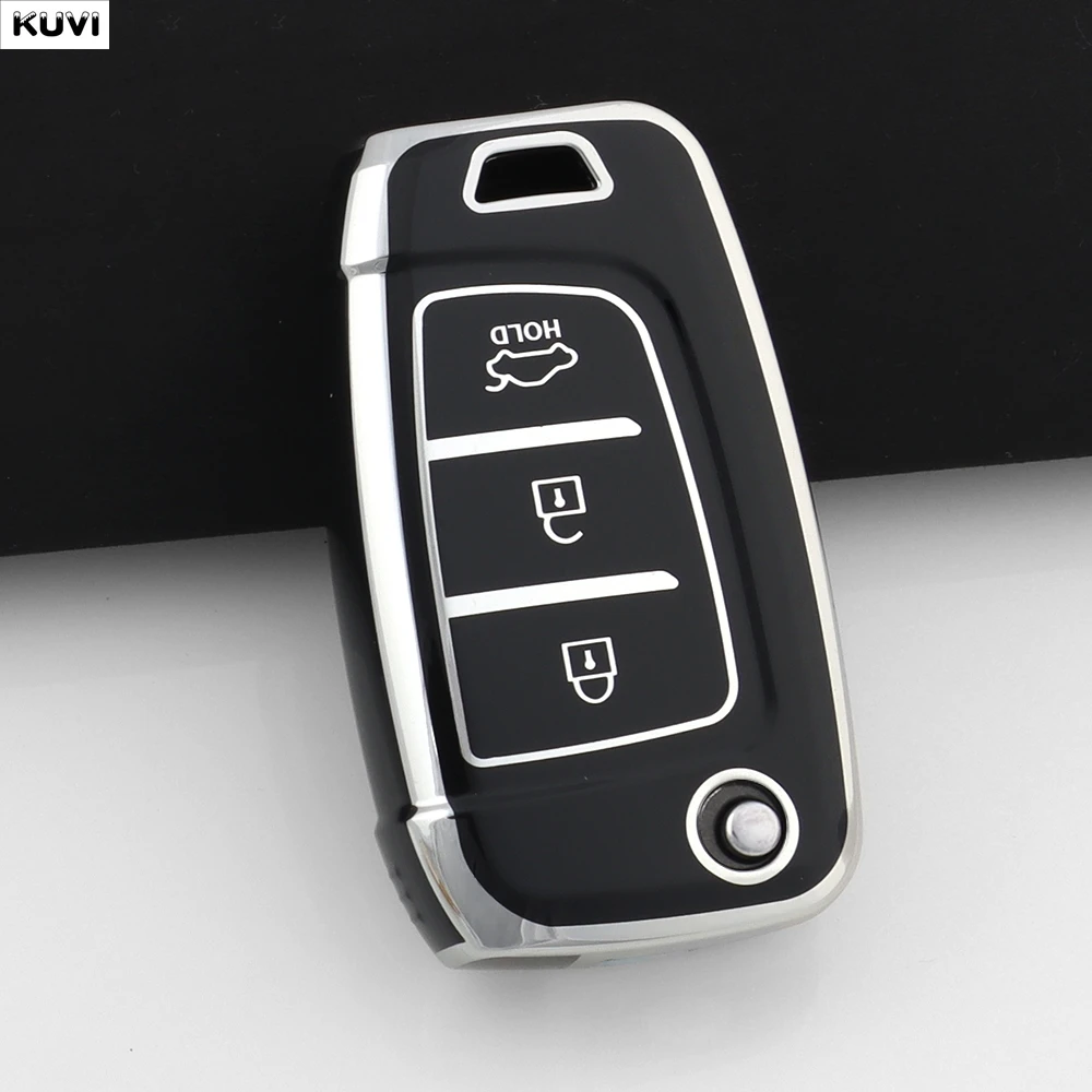 10 Stück TPU-Schutzhülle für Hyundai Elantra Solaris Tucson I30 I35 I40 KONA Genesis Santa Fe Azera, weiche TPU-Autoschlüsselhülle, faltbar