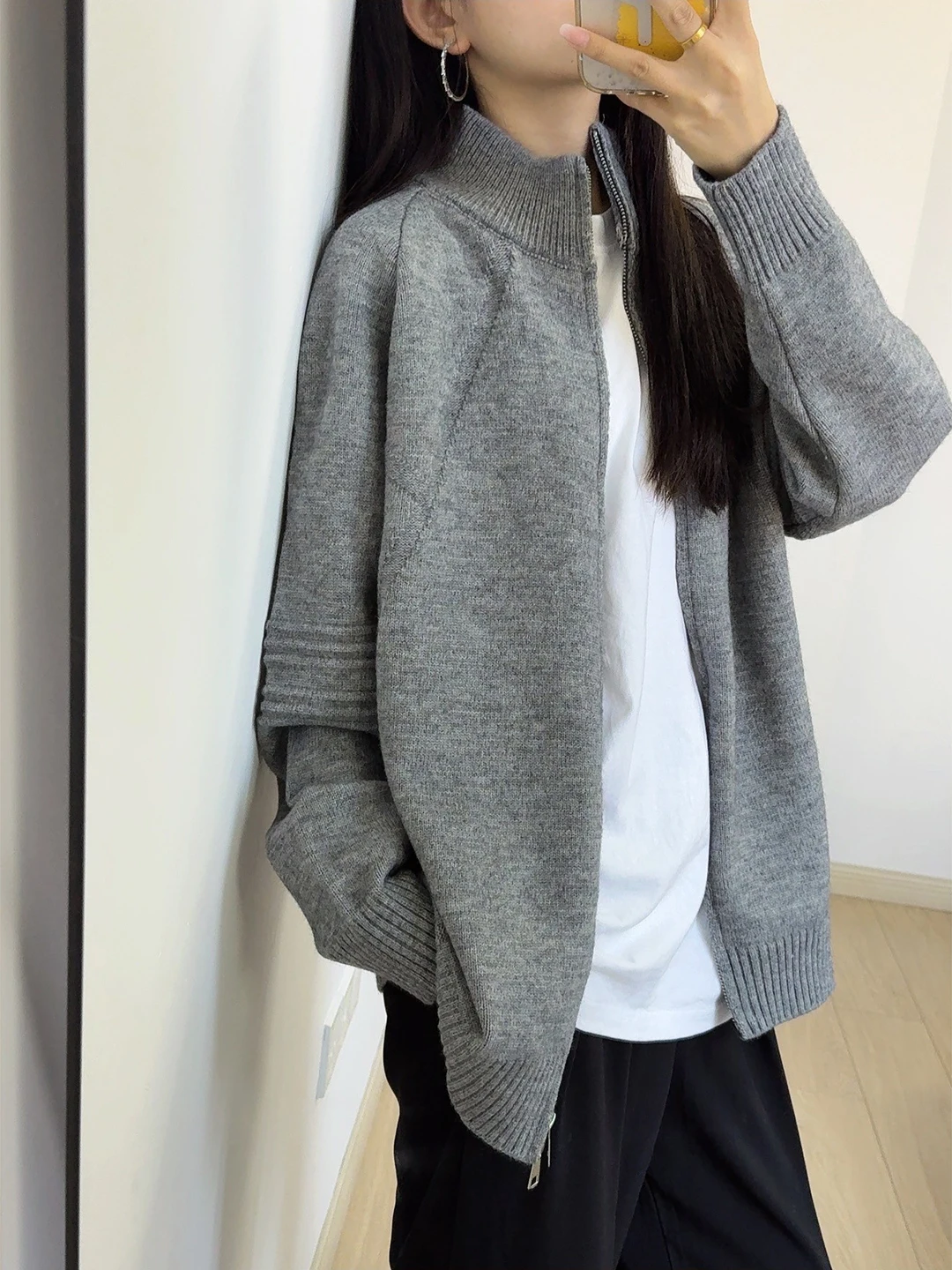 

Кардиган-свитер вязаный унисекс, осенне-зимний, повседневный, с воротником-стойкой, вязаный жакет, премиум-качество...