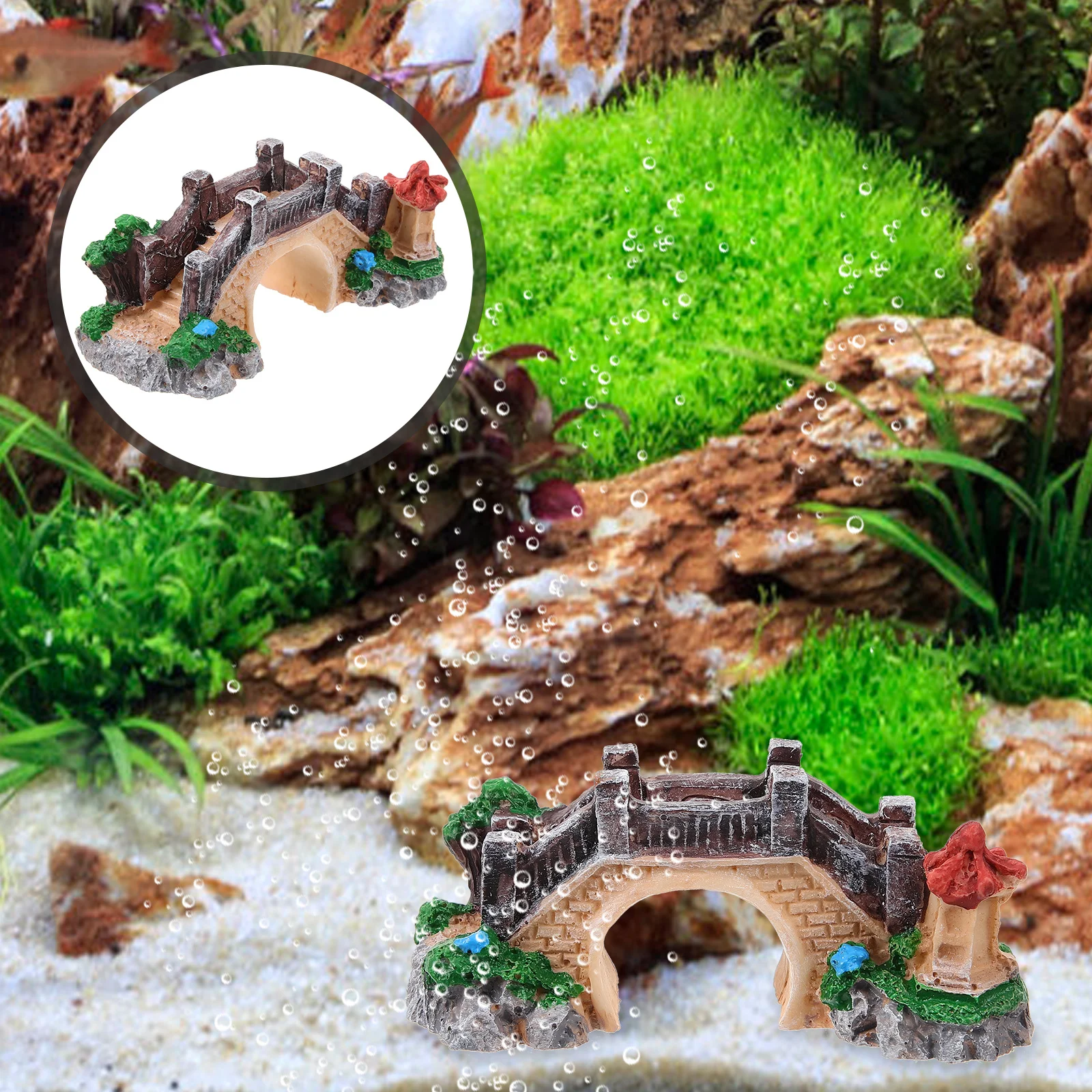 

Miniature Arch Bridge Decor Resin Fish Tank L scaping Statue Adornments Small Single Arch Garden Mini Bonsai Model Pet Supplies