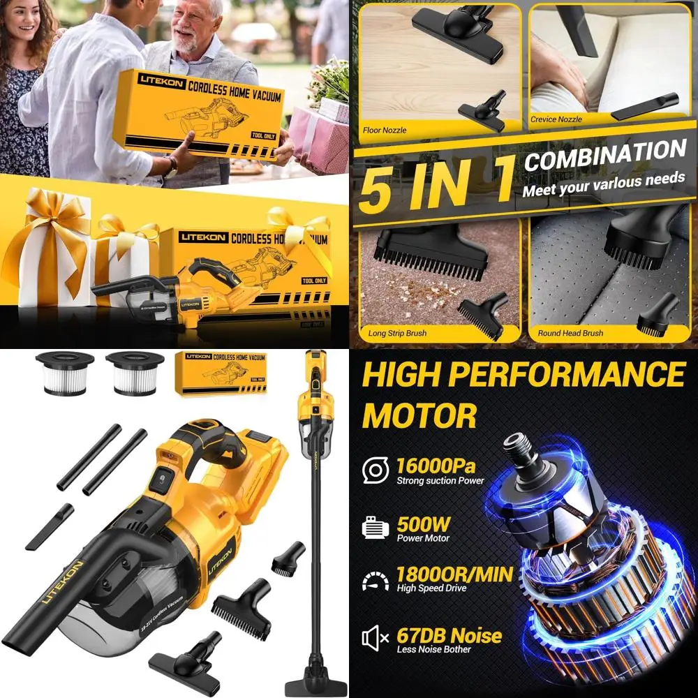 

20V Max Battery Compatible Cordless Vacuum, 125AW Power for Wood & Carpet Cleaning, Car Vacuum Cleaner (Tool Only)