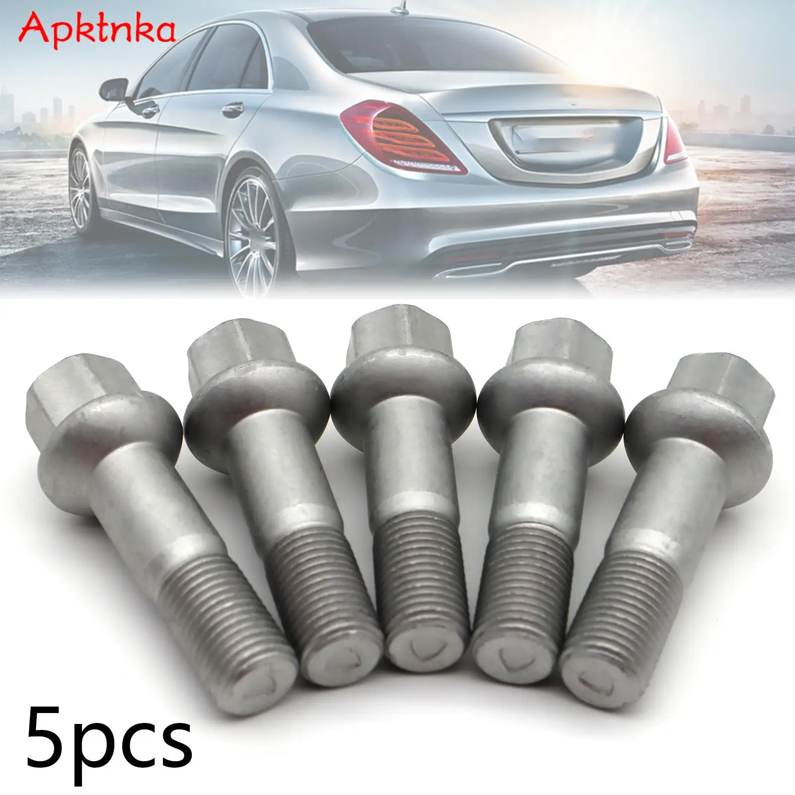 5pcs Car Wheel Bolts Silver 0009905307 0009905407 Truck Parts For Mercedes-Benz W164 X164 ML320 ML350 ML450 ML500 R280 R300 R320