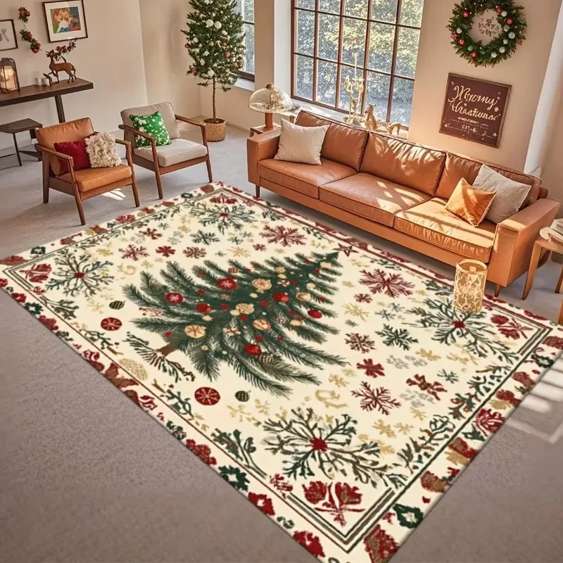American-style Christmas imitation cashmere washed-down floor carpet for living room and bedroom carpet that is stain-resistant