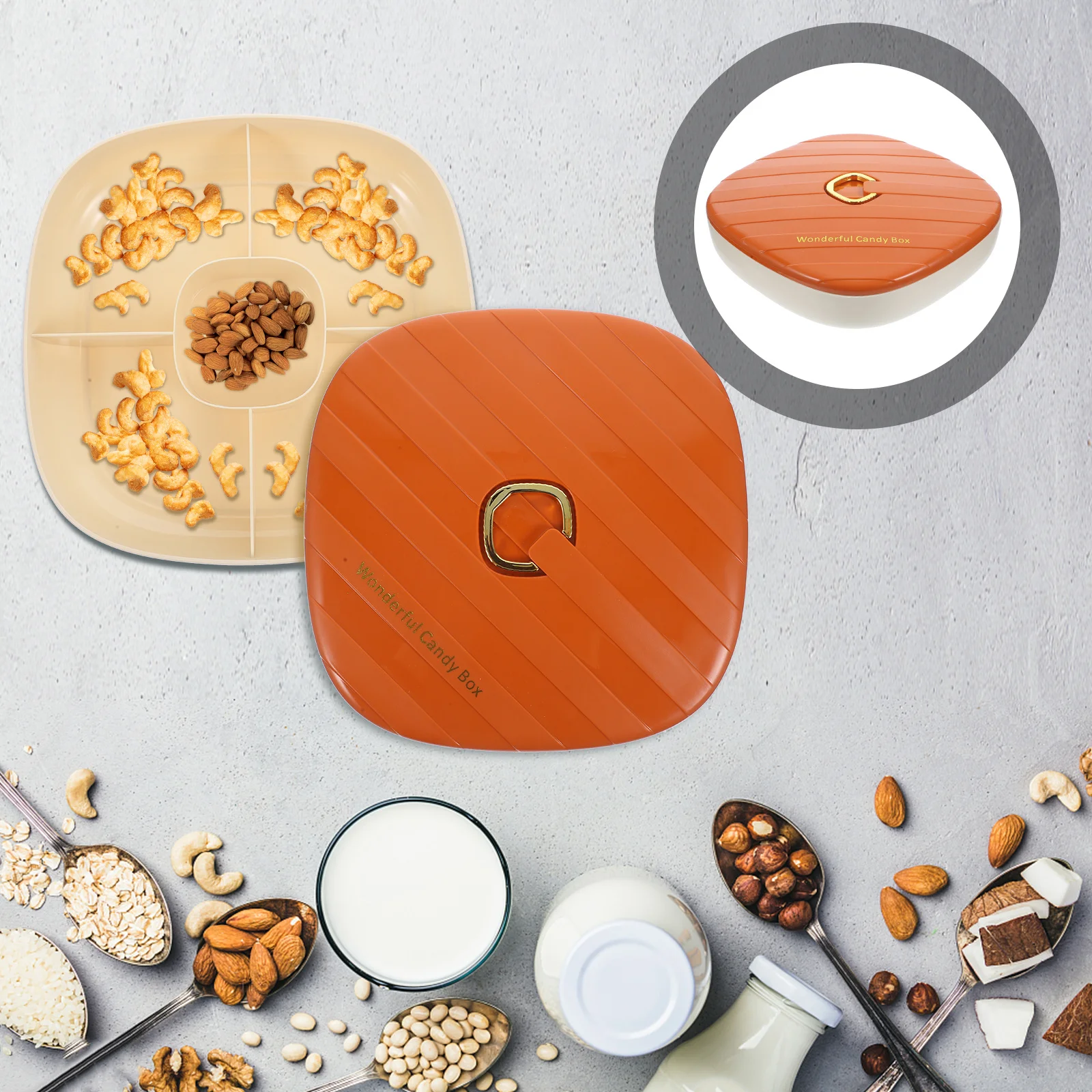 

Snack Storage Tray Compartment Box Dried Fruit Nuts Dish Home Decor Party Banquet Use Creative Design Appreciation