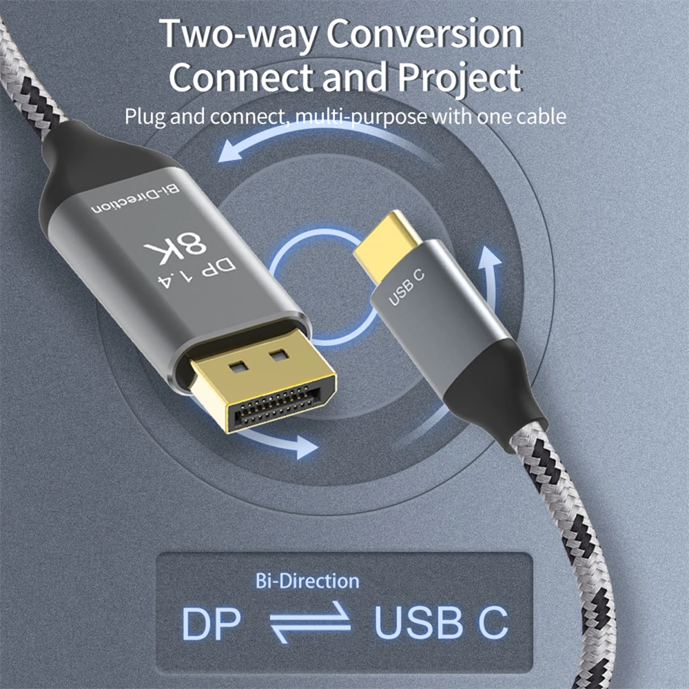 Imagem -03 - Cabo Hdmi Reversível para Monitor Portátil Displayport dp Fonte para Usb 3.1 tipo c Usb-c Displays Masculino 4k 18 m