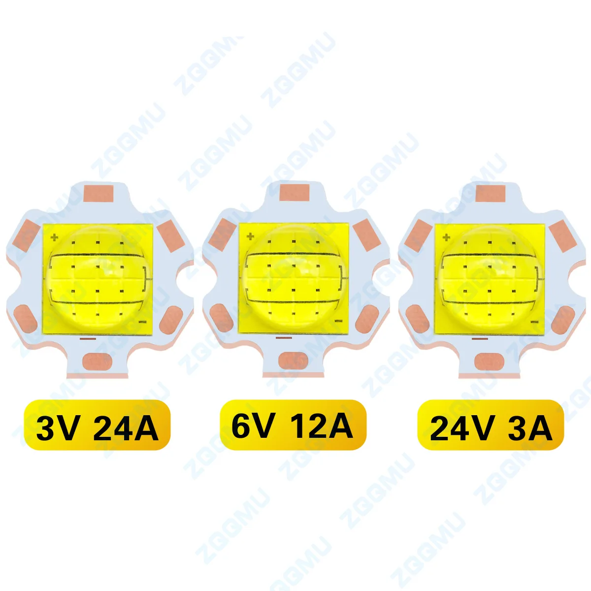 72W LED High Power Chip SMD 24A 12A 3A Ceramic Base DC 3V 6V 24V 110MM Lamp Bead for Flashlight Headlight Searchlight 6000K