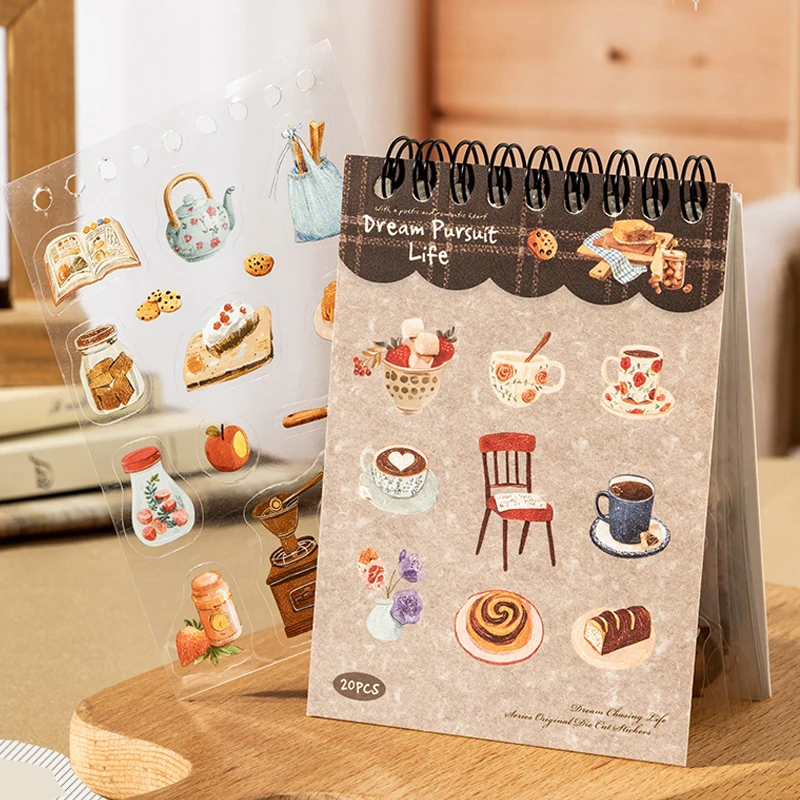 

Mr.Paper 20Sheets/Book Dream Pursuit Life Series Die-Cut PET Sticker Book for Journal Scrapbook DIY Calendar Photo Frame Decor