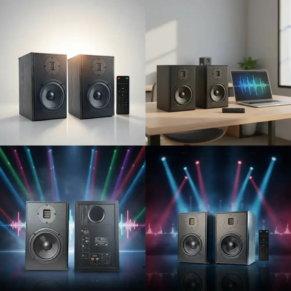 

Samtronic Two Way Wireless Active Bookshelf Speakers 6.5" Midbass Isodynamic Ribbon Tweeter WLAN Bluetooth Active Speaker