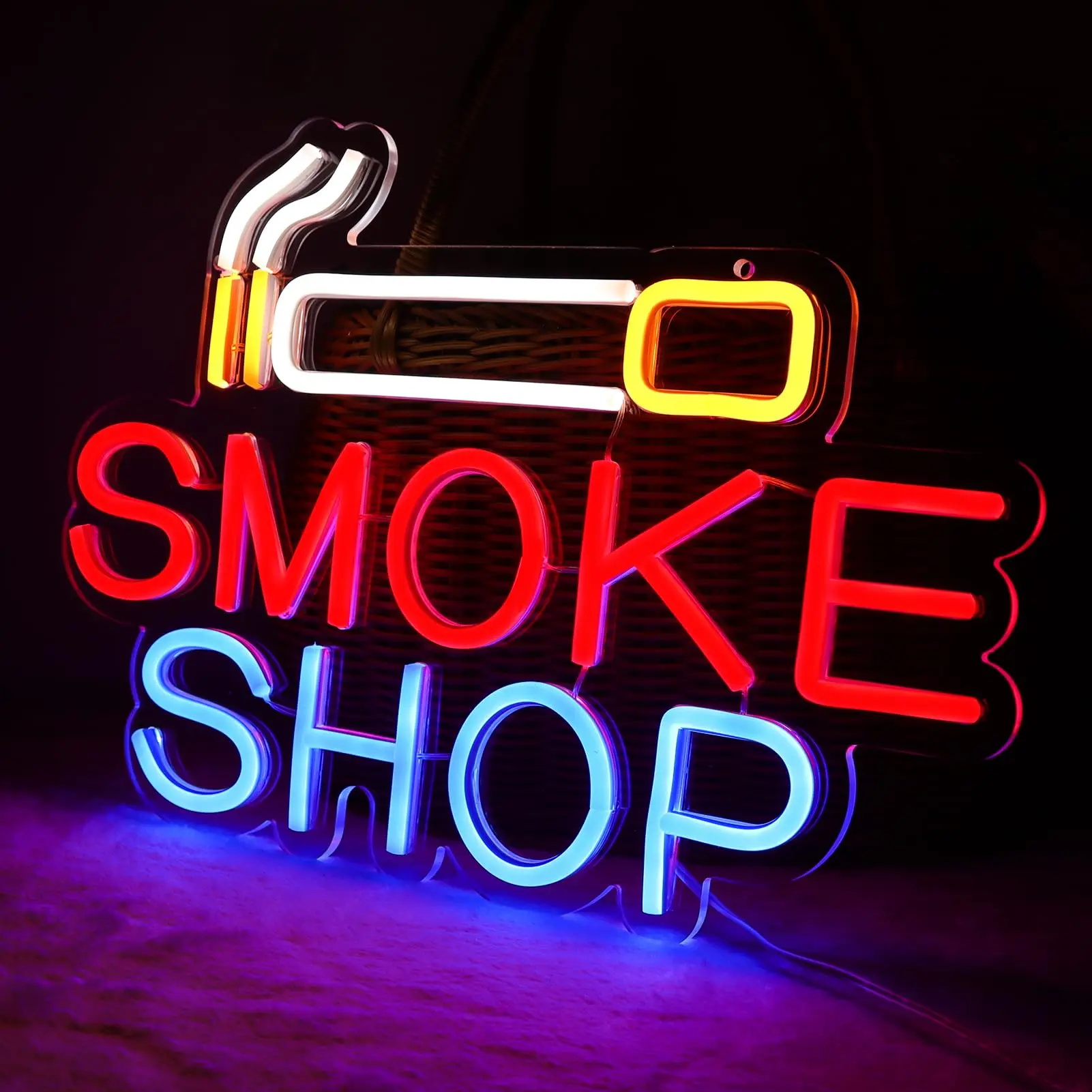 Smoke Shop Neon Sign for Business Advertising Smoking Lounge Man Cave Light Home Bar or Garage Decor Vibes Lights for Pub Party