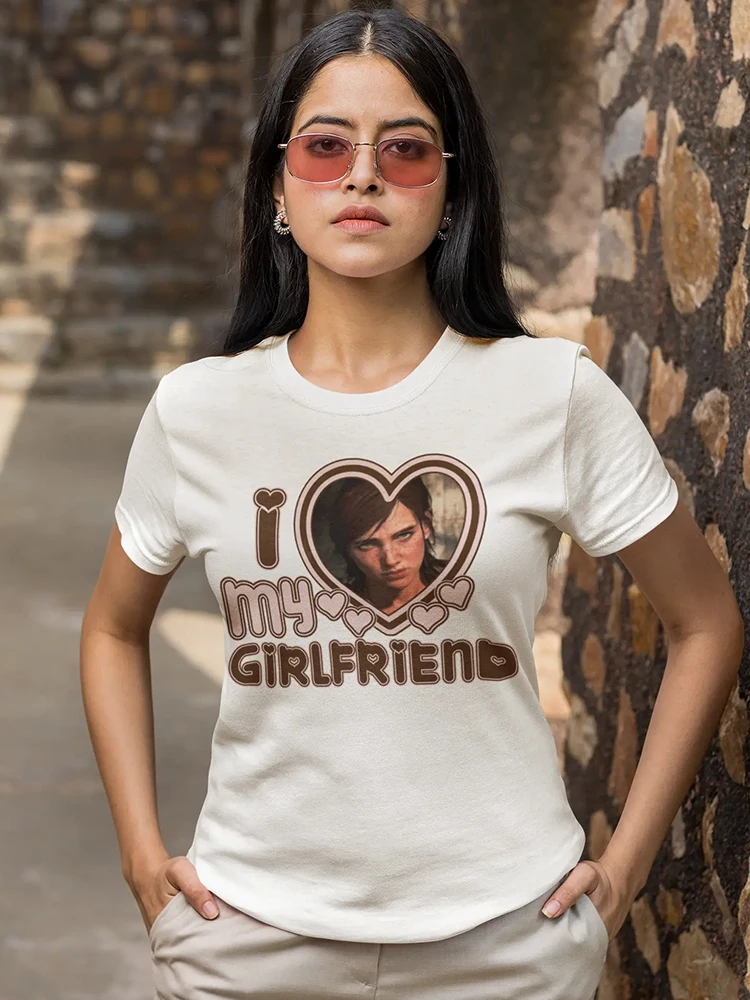 

Женские хлопковые футболки I Love My Girlfriend Ellie Williams Street Sle round Ne ort Sve, летний топ с креативным принтом