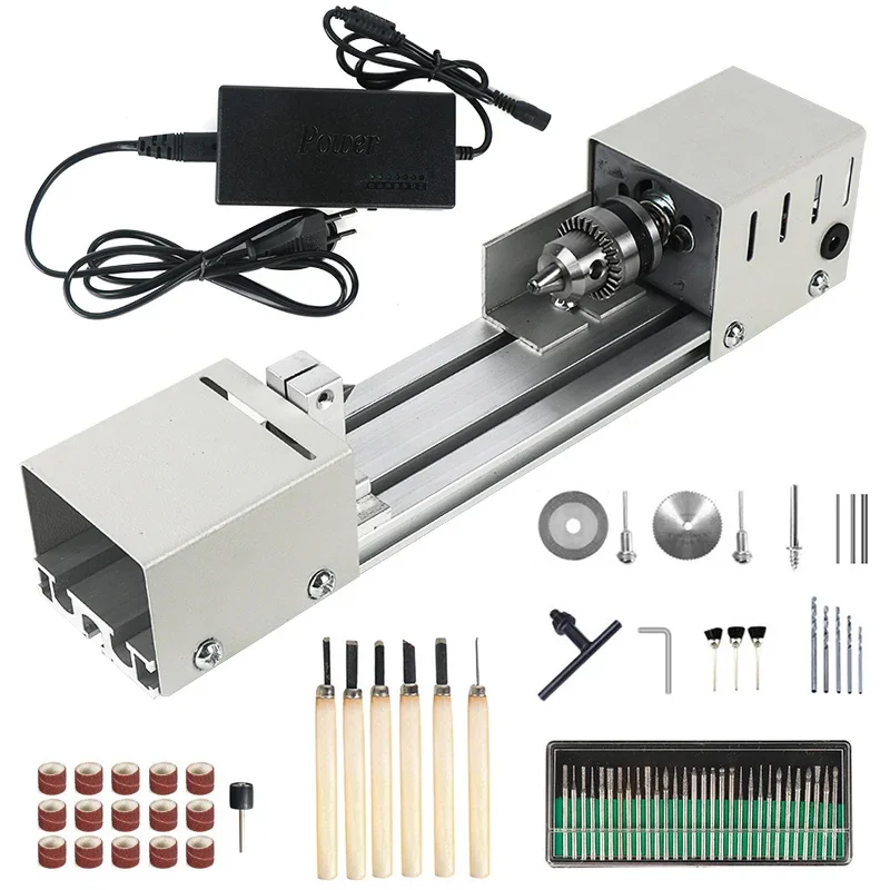 12-24V DC Mini Wood Lathe Machine DIY Woodworking Miniature Buddha Pearl Lathe Grinding Polishing Beads Wood Drill Rotary Tool