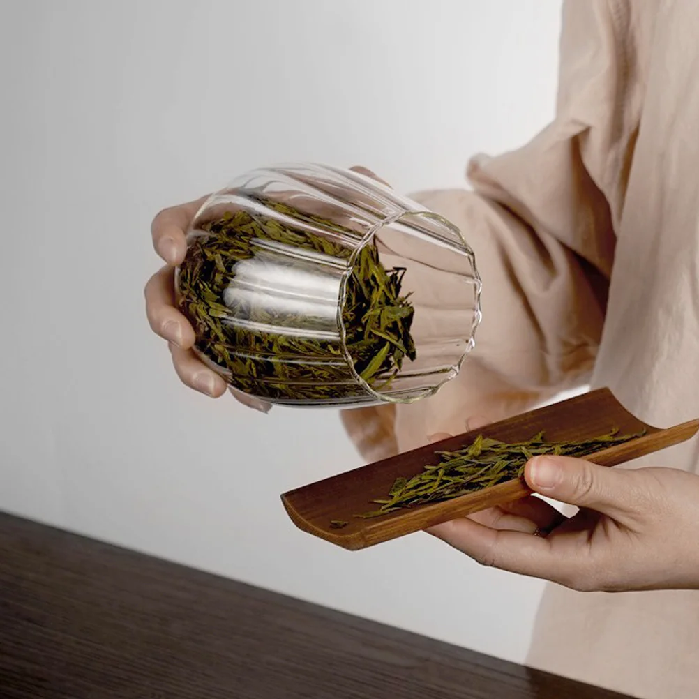 

Striped Glass Tea Canister Airtight Sealed Jar for Loose Tea Kitchen Food Storage Container Candy Storage Jar