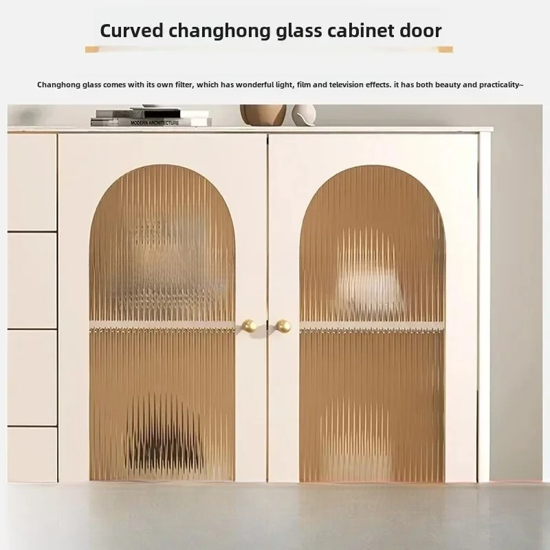 a7 cream wind light luxury rock slab dining side wine cabinet household storage wall cabinet