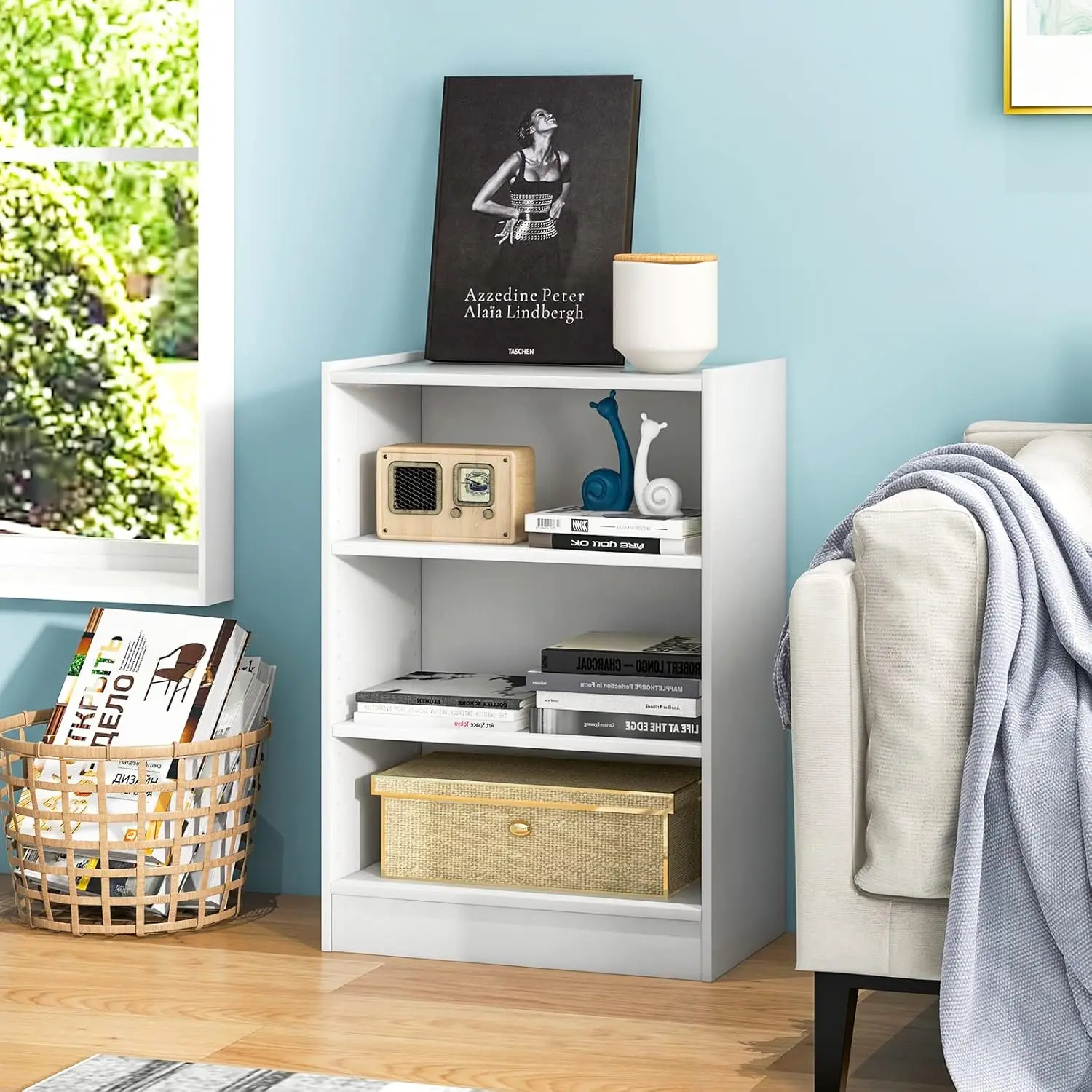 Shelves, Cubical Bookshelves and Bookcases, Wood Storage Shelves for Bedroom, Small Bookshelf for Small Spaces (White)