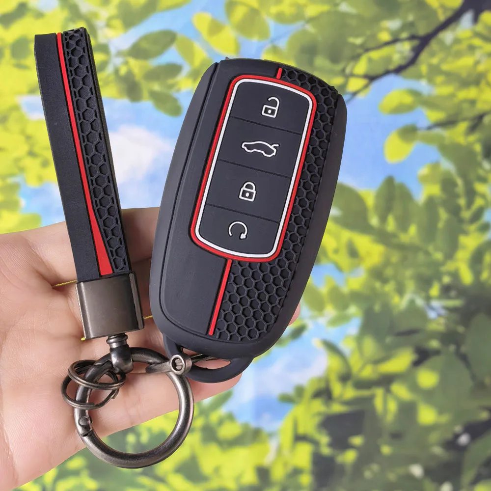 Silicone Keyless Remote Key Sleeve with Keychain for Chery JAECOO J7 J9 Tiggo 7 8 Pro Max Omoda C5 Arrizo5 Auto Accessory