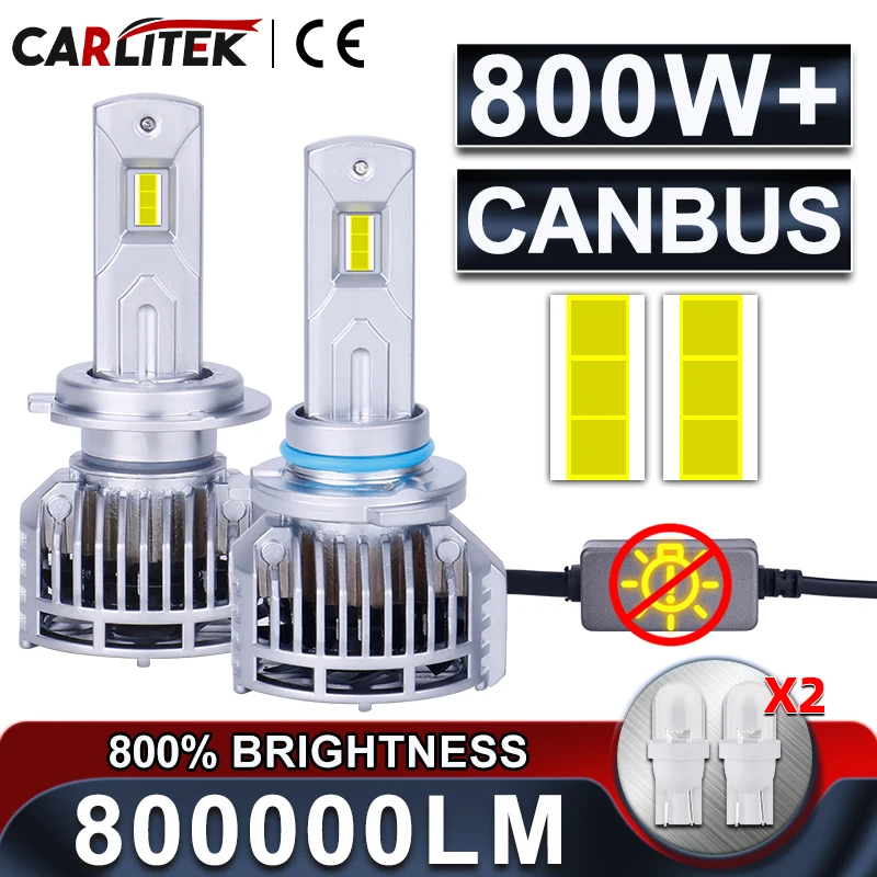 2PCS 800W Turbo H7 LED Canbus Light H8 H9 H11 H7 Mini Lamp CSP Chip 9005 9006 HB3 HB4 Car Headlight Bulbs With Fan 12V 24V