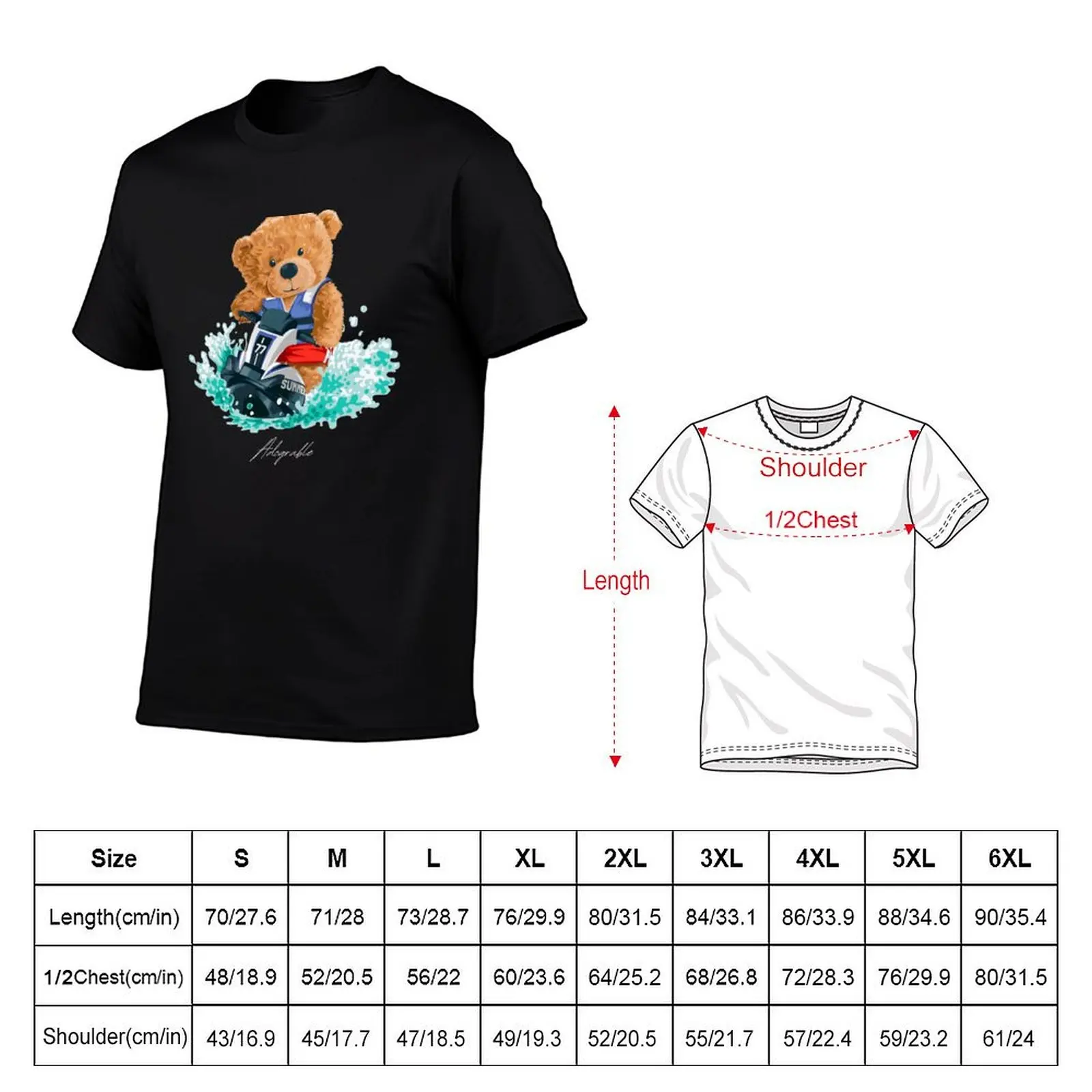 Cute Bear jetskiiing - Adograble Jetski T-Shirt man tshirt t shirt personalised t shirts for man cotton funny T-Shirt
