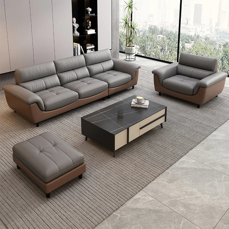 

Design Luxury Leather Sofa Office Lounge Reception Modern Nordic Sofas Wood Chaise Lazy King Daybed Living Room Furniture