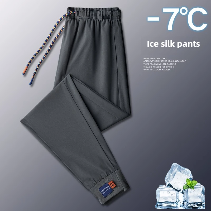 Men's Clothing Spring Summer New Casual Pants Men's Loose Fit Sweatpants Gym Ice Silk Pants ropa hombre pantalones hombre