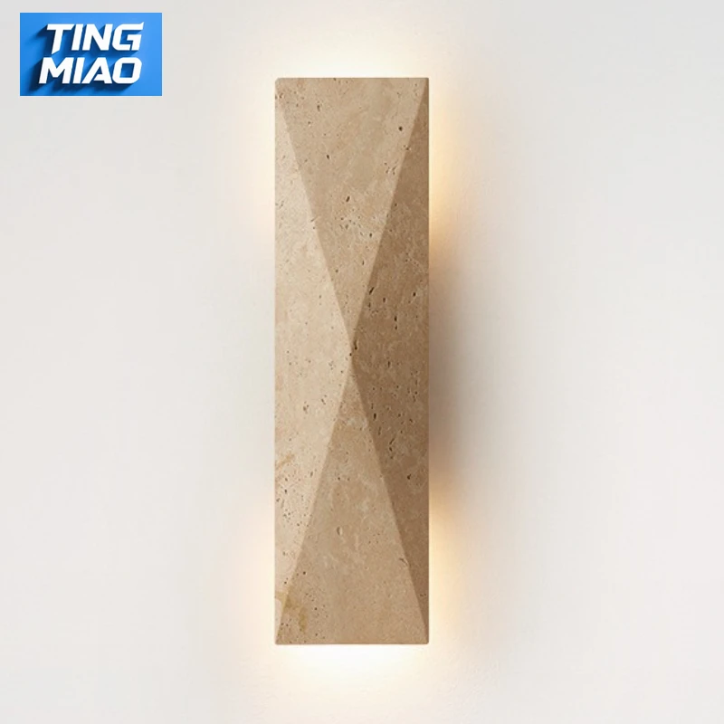 

Waterproof Travertine Stone LED Wall Lamp IP65 Outdoor Indoor Sconce for Bedroom Living Room Corridor Garden Courtyard Decor