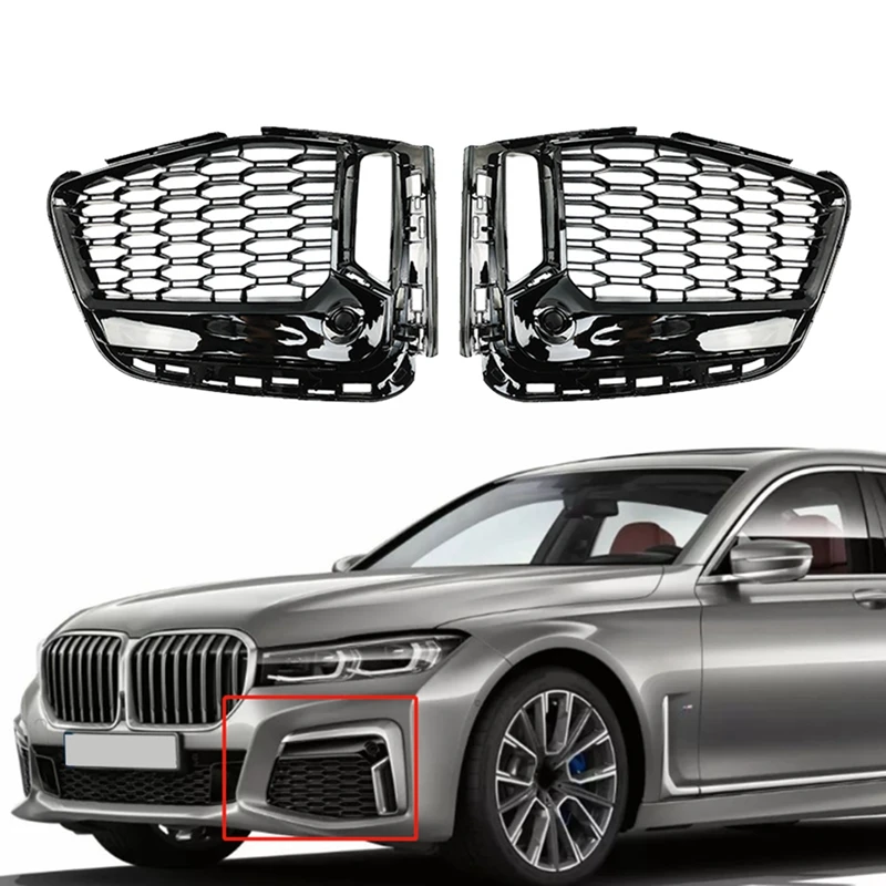 1Pair Front Lower Grille Fog Lamp Bezel Trim Cover 51118074001 51118074002 For BMW 7 Series G11 G12 LCI 19-22 730D 740Dx Parts