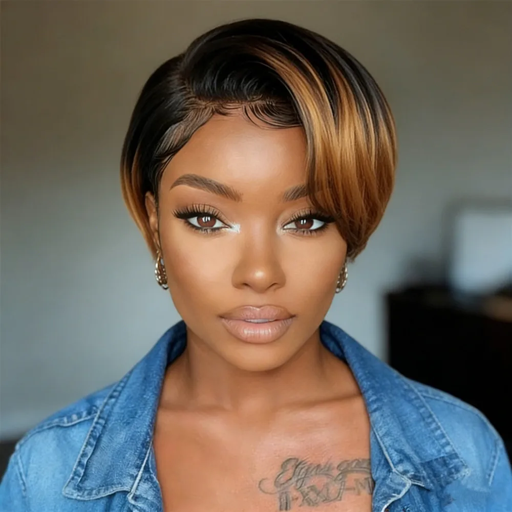 

6-дюймовый парик пикси, короткие вьющиеся человеческие волосы, парик 13x1 Т, часть кружева, плотность 150%, стрижка пикси, черный/1b30, цвет, парик Реми для ежедневного использования на вечеринке