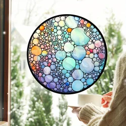 Home Decoration Static Cling Glass Sticker Anti-collision Window Stickers-Beach Colorful Pebbles Gemstones Art Decals#41