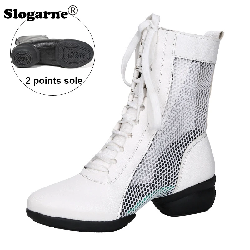 Fahion Soft Dance Boots Women Modern Jazz Latin Dance Shoes Ladies Mesh Breath Soft Sole Sport Jazz Boots Sailor Square Dancing
