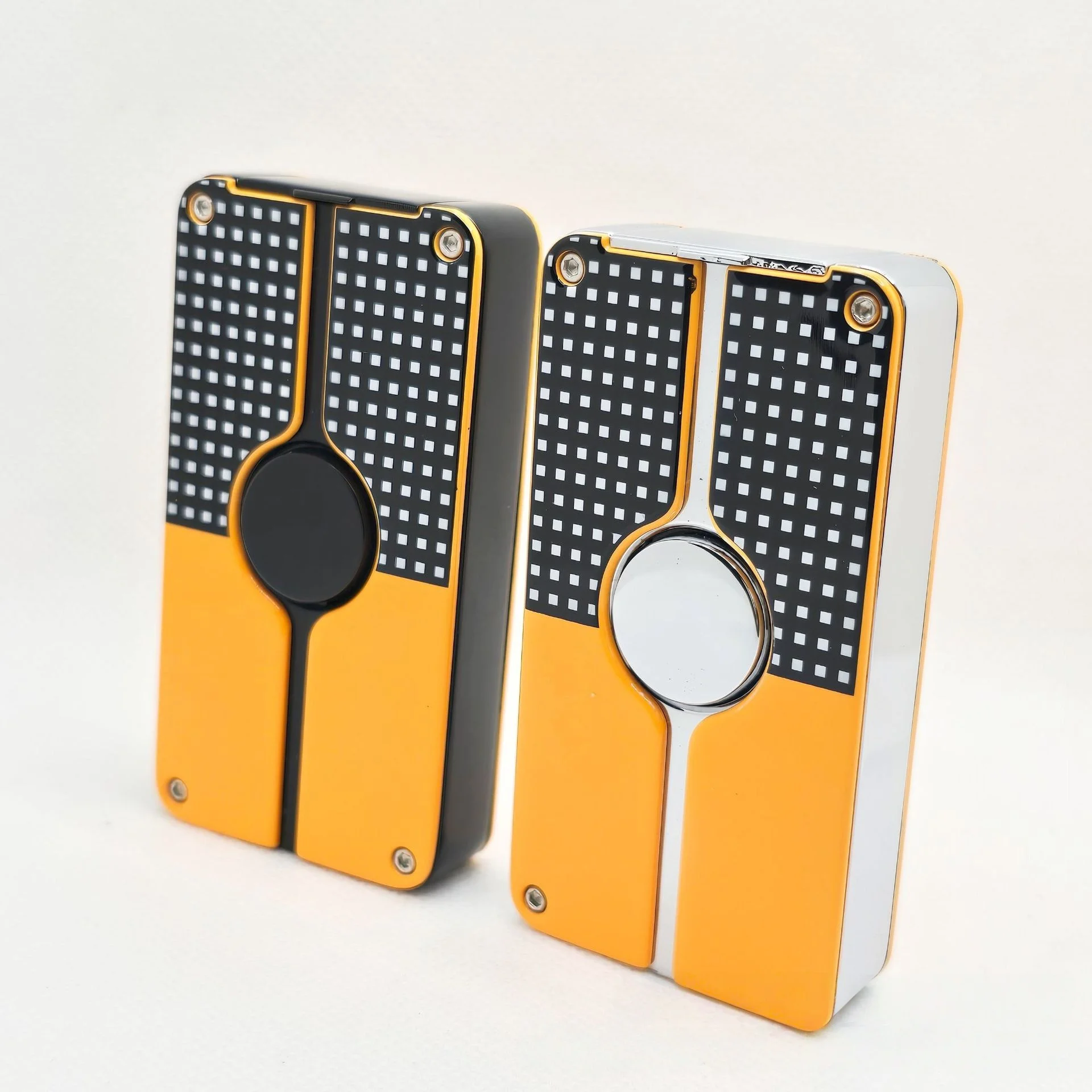 ولاعة غاز البيوتان المعدنية المقاومة للرياح، ولاعة سيجار محمولة بثلاثة لهب باللون الأزرق مع لكمة السيجار، ولاعة سيجار للرجال #6