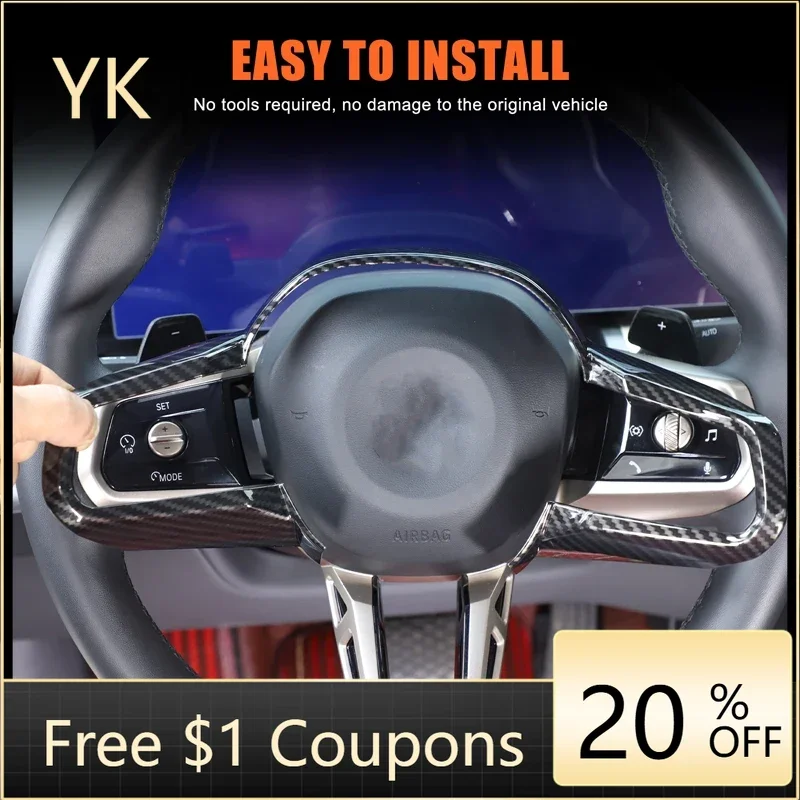 

For BMW 5 Series G60 2024-2026 ABS Carbon Fiber Car Steering Wheel Frame Cover Trim Car Interior Accessories