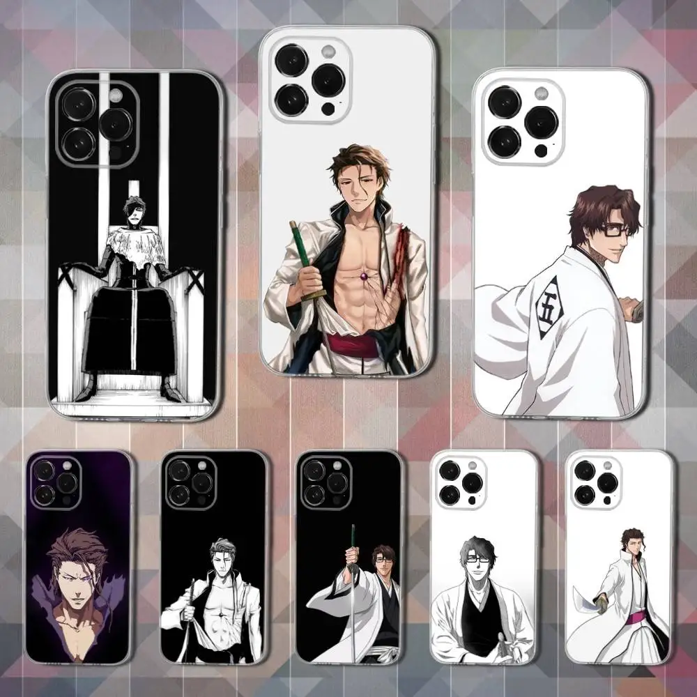 

A-Aizen Anime S-Sousuke Phone Case For iPhone 16,15,14,13,12,11,17 Pro,Max,Plus,X,XS,XR,SE,Mini Transparent Soft Cover
