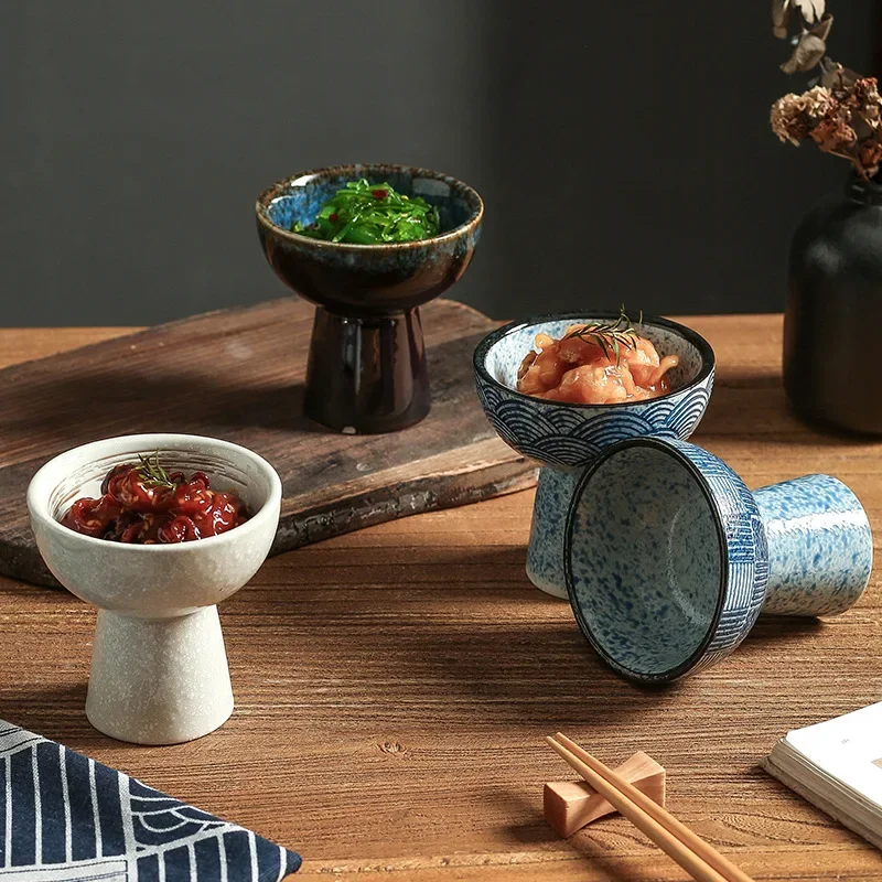 High Feet Ceramic Bowl Dessert Bowl Ice Cream Cup Dinner Plate Serving Plates Fruit Plate Salad Bowls Soup Bowl Snack Tray Dish