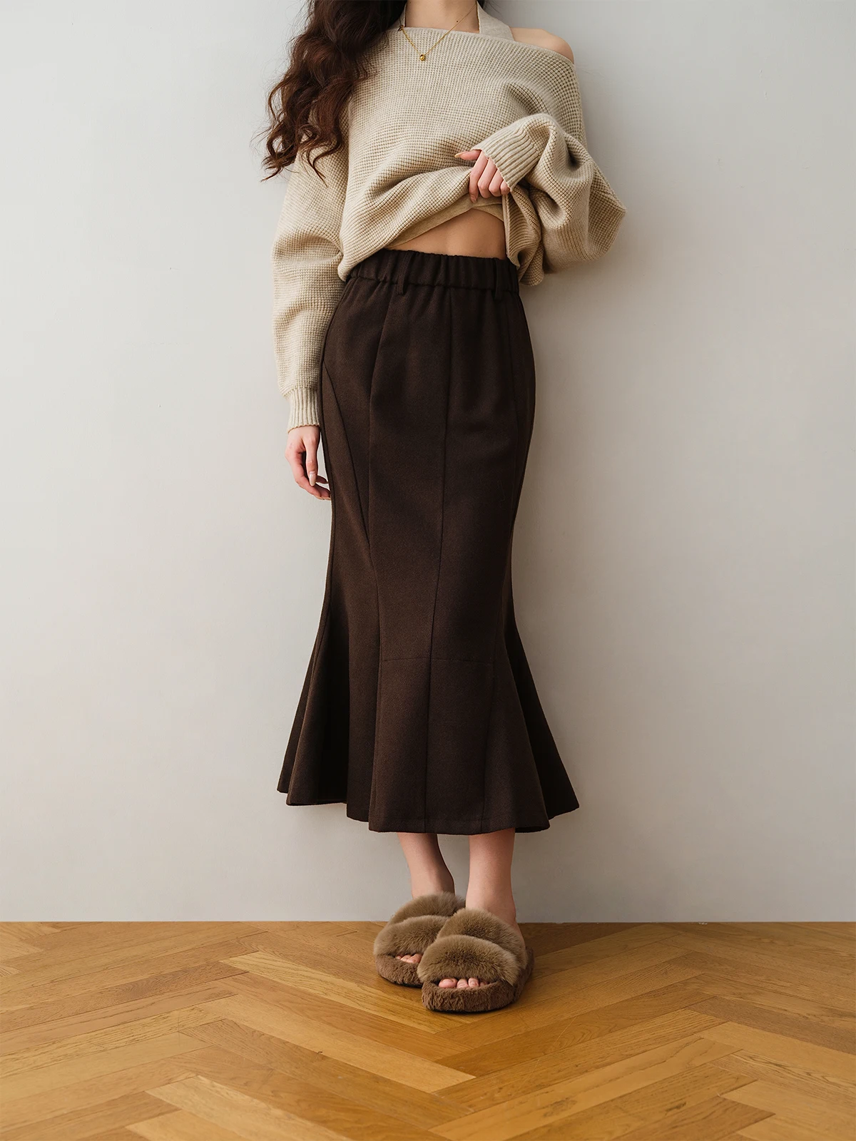 

Юбка-карандаш Ele Fi Tail RONRON с эластичным поясом, средней длины, из полиэфирного волокна, повседневная, для женщин