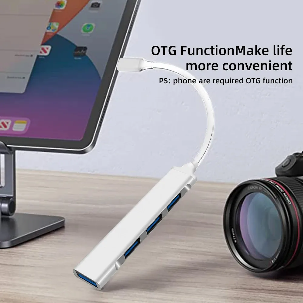 4 พอร์ต USB 3.0 HUB ประเภท C Multi Splitter Adapter 5Gbps สําหรับ PC อุปกรณ์เสริมคอมพิวเตอร์ Multiport HUB 4 USB 3.0 2.0 พอร์ต