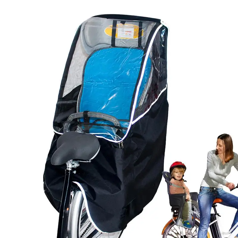 自転車チャイルドシートキャノピーカバー防水自転車チャイルドシートレインキャノピー自転車レインカバー透明窓付きユニバーサルパッド