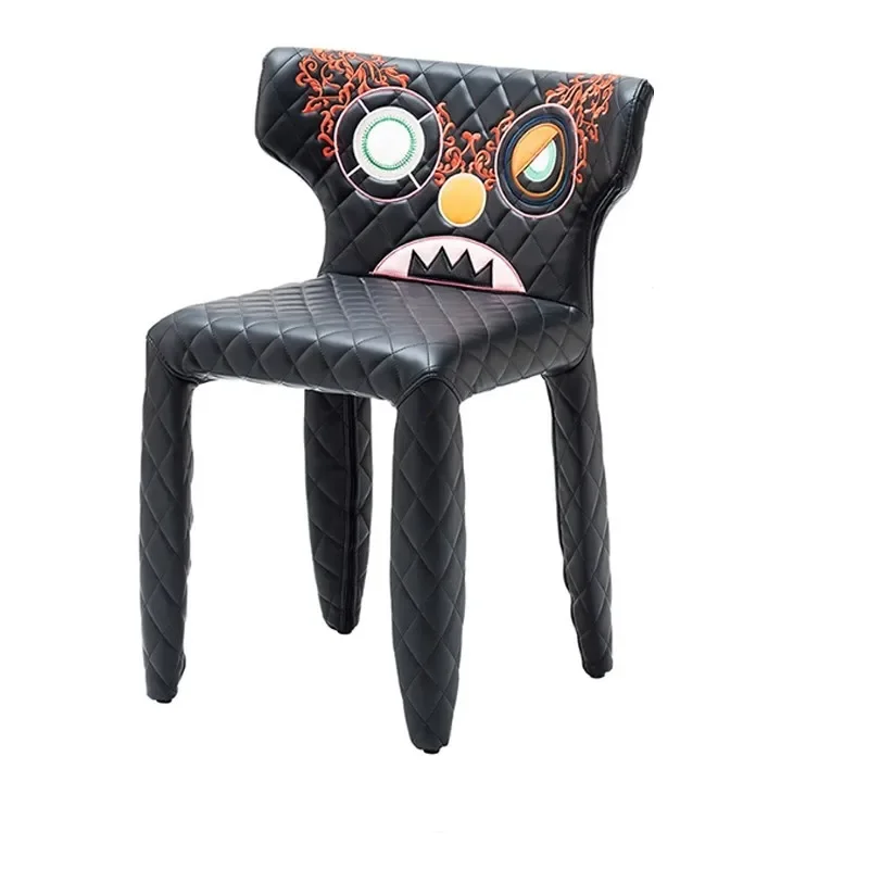 Designer monster chair, personalized dressing embroidery fashion single casual leather chair book chair