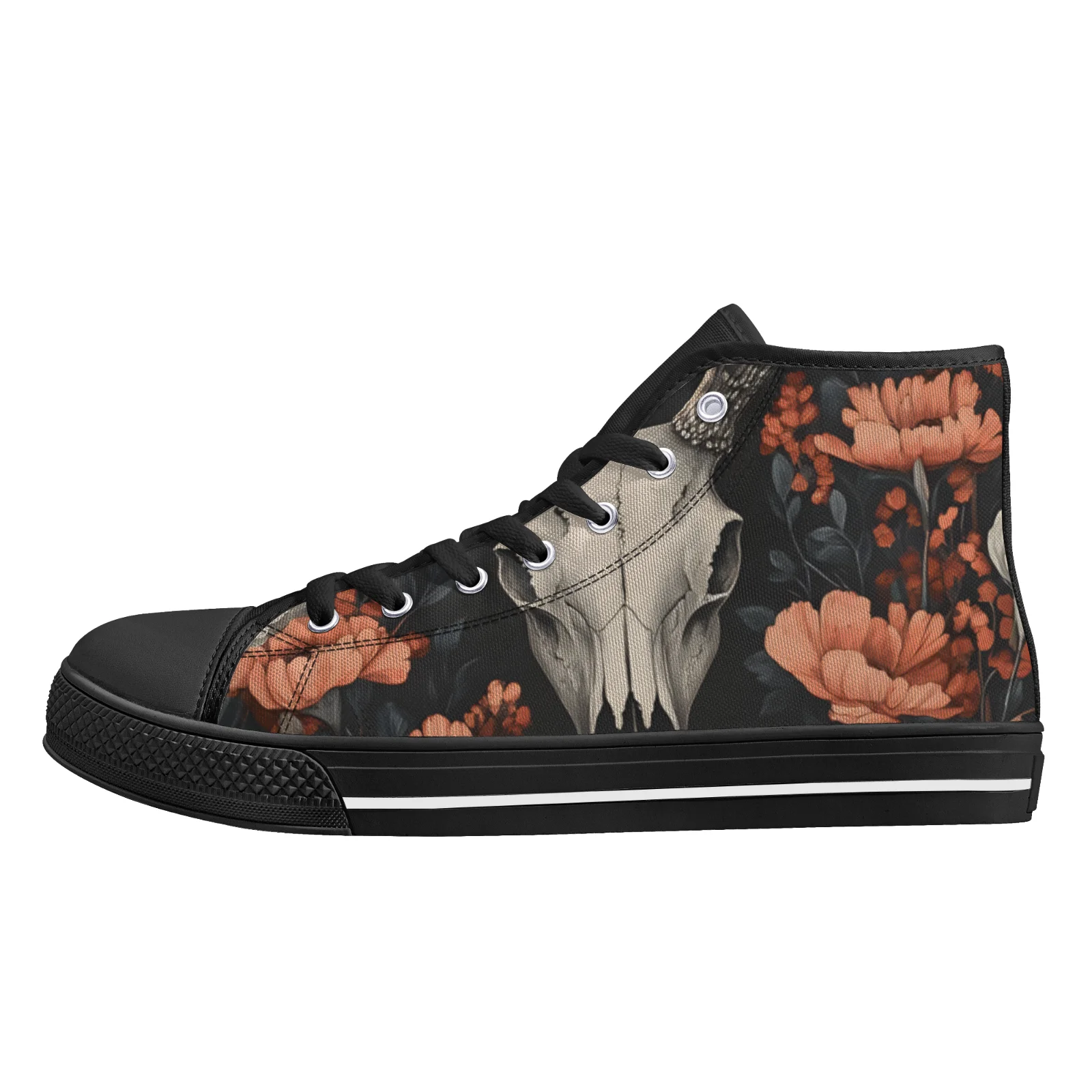 Zapatos personalizados con estampado de calavera gótica, zapatos clásicos de lona de alta calidad para niños y niñas, zapatos vulcanizados, zapatillas, calzado