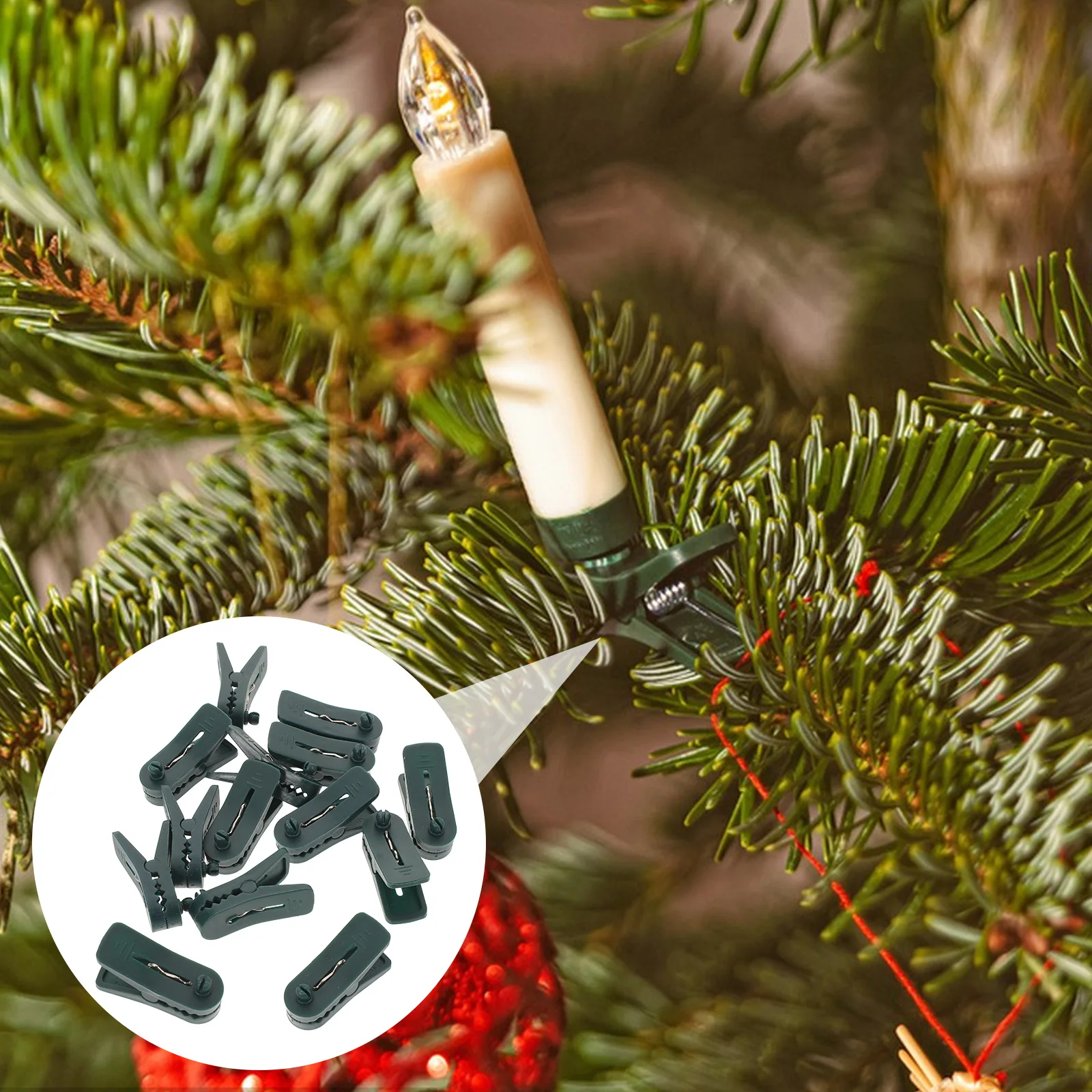 

30Pcs Christmas Tree Clips Vintage Plastic Clip on Taper Holder for Holiday Wedding Advent Garland Wreath Decoration