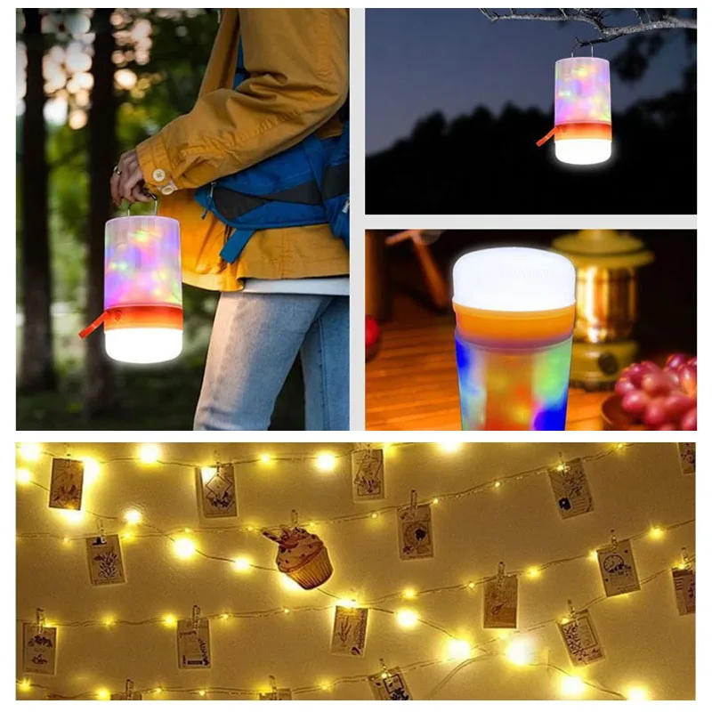 ไฟแคมป์ปิ้ง 3-in-1 ไฟ LED แบบม้วน 10 เมตร ไฟแคมป์ปิ้งแบบ USB สำหรับใช้งานกลางแจ้ง ไฟ LED แบบรีไซเคิลได้ สำหรับตกแต่งสวน เต็นท์ และห้อง