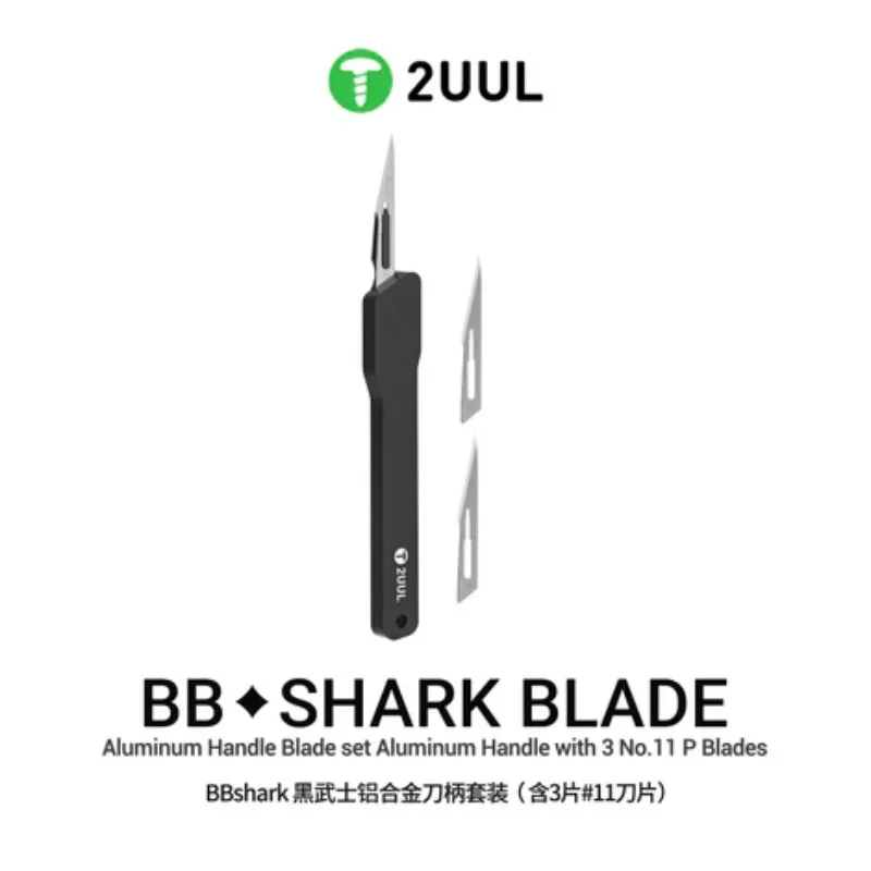 

2UUL BL11 BBshark Black Knight Aluminum Handle Blade set Fast Blade Change Scalpel for Precise PCB&Phone Cutting