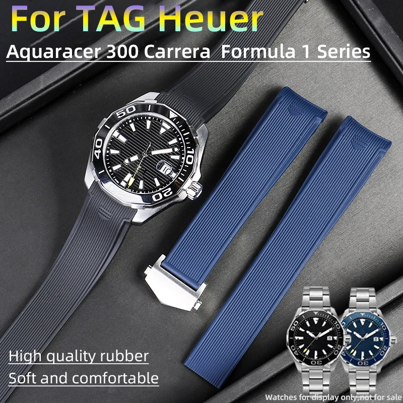 

For TAG Heuer F1 silicone strap FORMULA 1 Aquaracer 300 WAY201 WAY111 TAG Carrera curved rubber band 22mm tag watch accessories