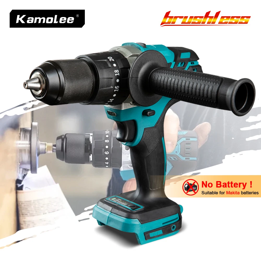 

Kamolee 13MM Brushless Electric Impact Drill Cordless Screwdriver Lithium Battery Charging Hand Drill For Makita 18V Battery