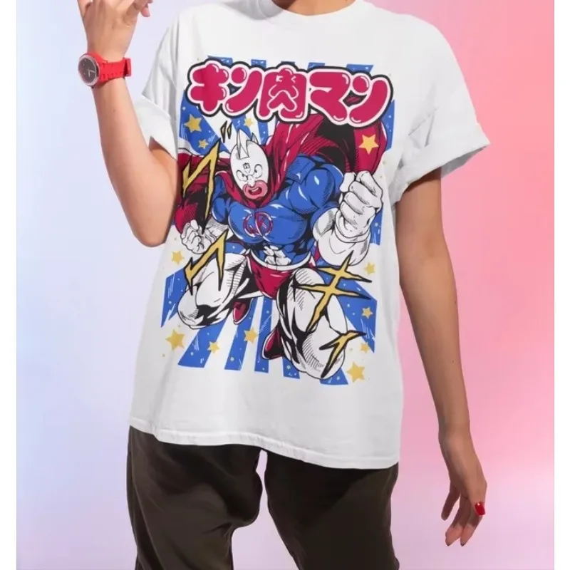 Trend Summer 2025 Cosplay Neutral Black and White Kinnikuman Muscleman Manga Japan Anime Unisex Tshirt T-Shirt Soft Tee