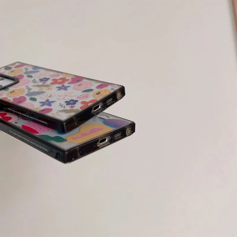 Coque de protection en acrylique à bordure noire pour Samsung Galaxy, modèles S22, S23, S24 Ultra, S22 +, S23 +, S24 Plus
