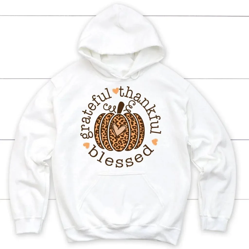 

Leopard Pumpkin Grateful Thankful Blessed Hoodie Men's and Women's Long Sleeve Sweatshirt Pullover Tops Sportswear Men Clothing