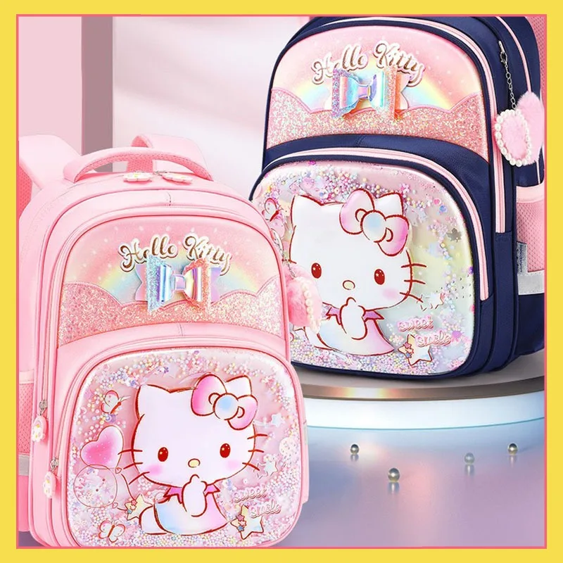 HelloKitty backpack for elementary school girls, new load reduction for third grade children, second grade, first grade kittycat