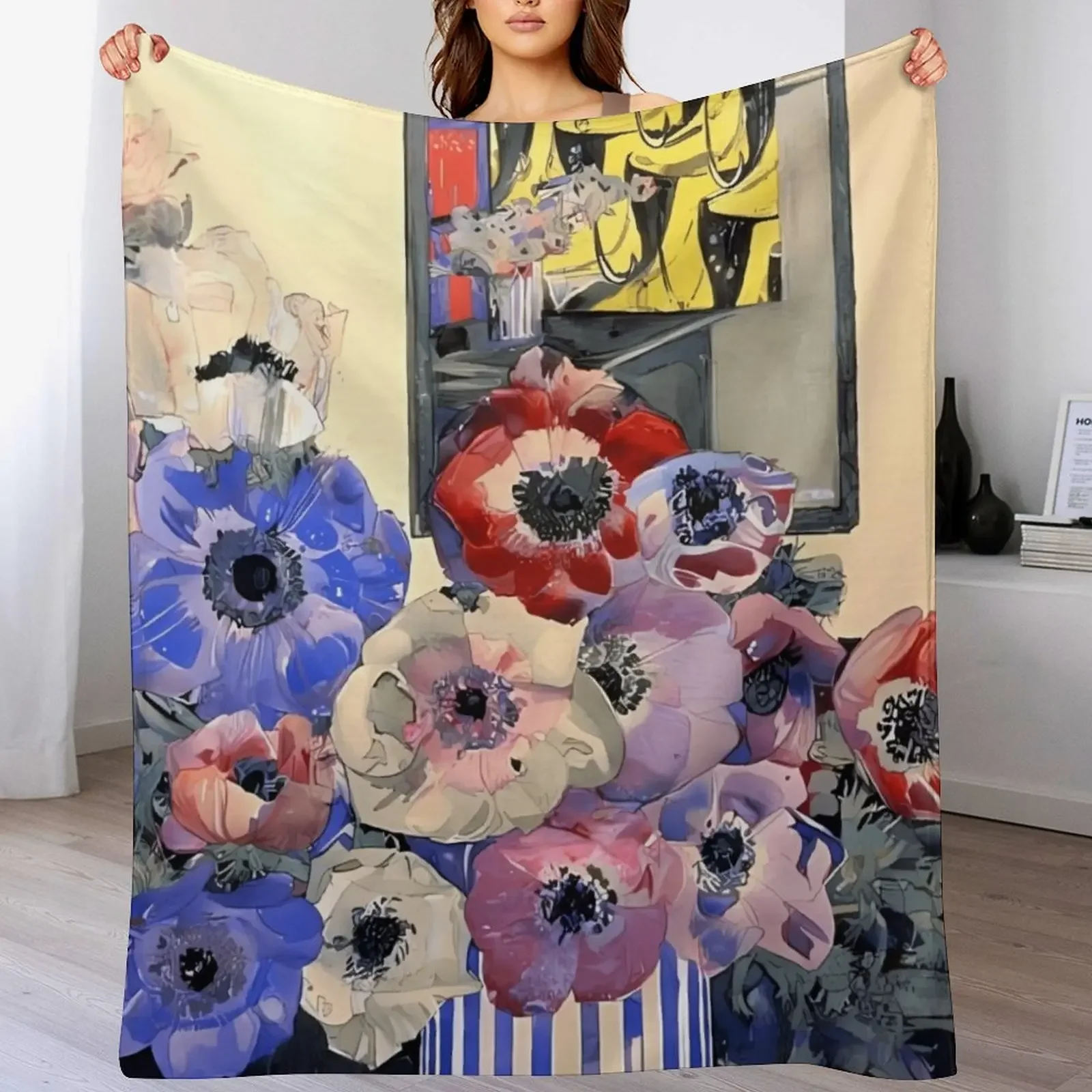 Charles Rennie Mackintosh Still Life Of Anemones Throw Blanket Soft Warm Blanket Gift for Men Women Adults