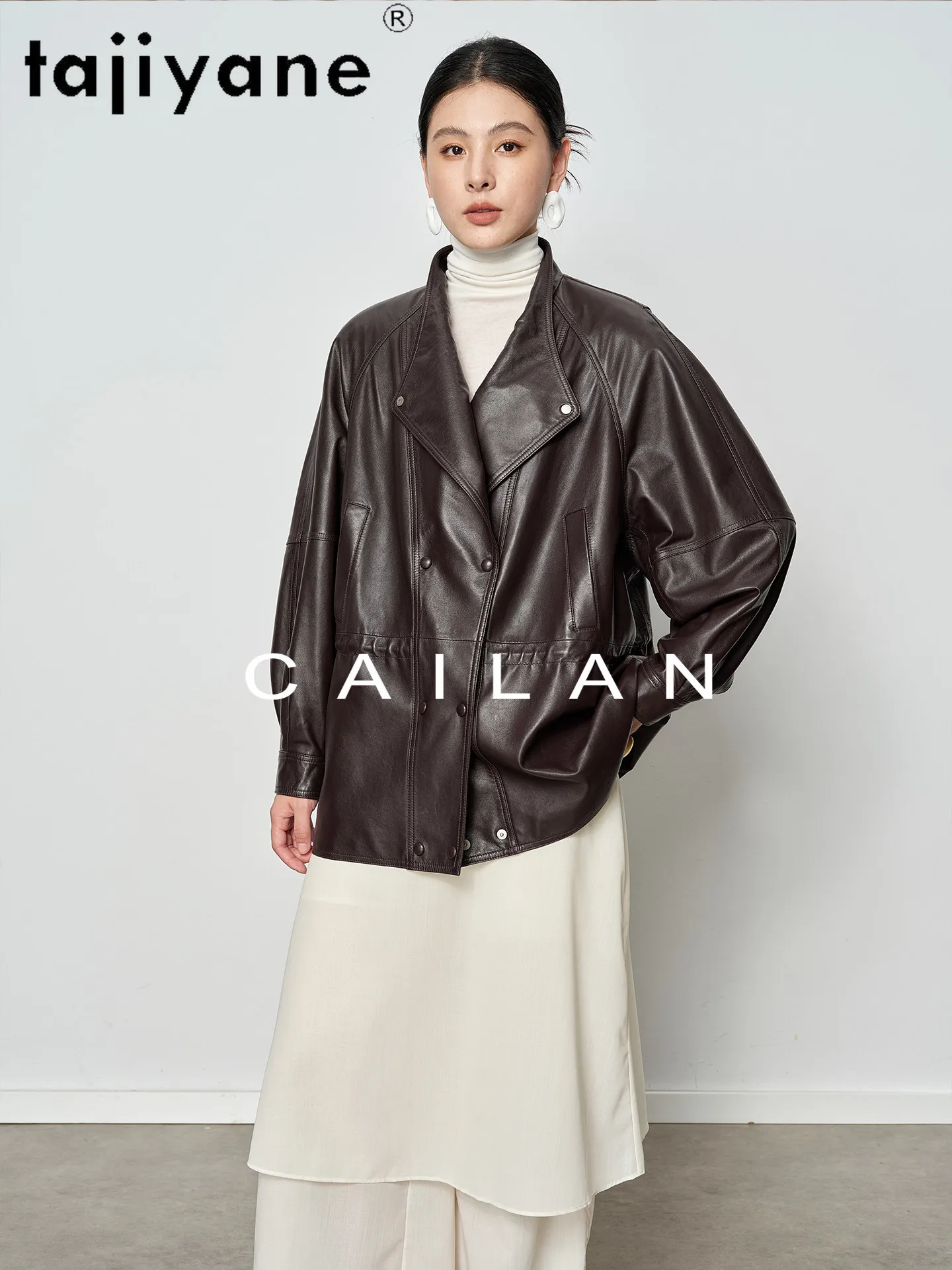 TAJIYANE 本革シープスキンレザージャケット レディース スタイリッシュ ミドル丈コート 本革ジャケット 2025年秋服 ドゥブレンカ